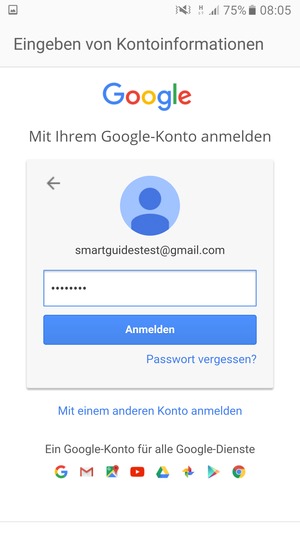 Geben Sie Ihre Gmail Passwort ein und wählen Sie Anmelden
