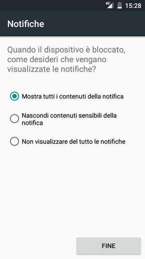 Seleziona la tua opzione preferita e poi FINE