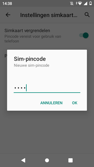 Voer uw Nieuwe sim-pincode in en selecteer OK