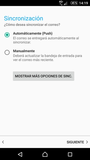 Seleccione la opción deseada y seleccione SIGUIENTE