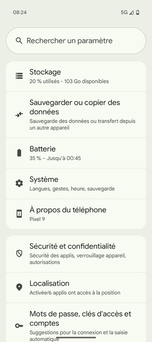 Faites défiler et sélectionnez Système