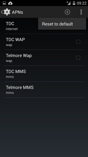 Select the Menu button and select Reset to default