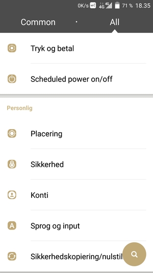 Scroll til og vælg Sikkerhed
