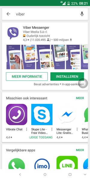 Selecteer de app