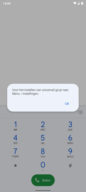 Als uw voicemail niet geïnstalleerd is, selecteert u OK