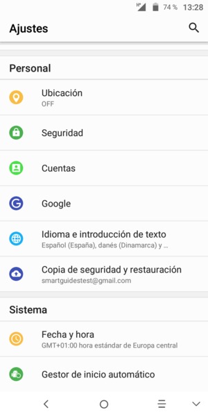 Desplácese y seleccione Seguridad