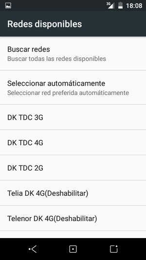 Seleccione un operador de red de la lista