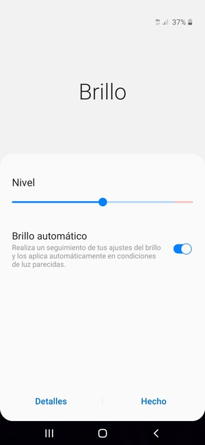 Active Brillo automático y seleccione Hecho