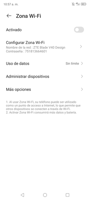 Seleccione Configurar Zona Wi-Fi