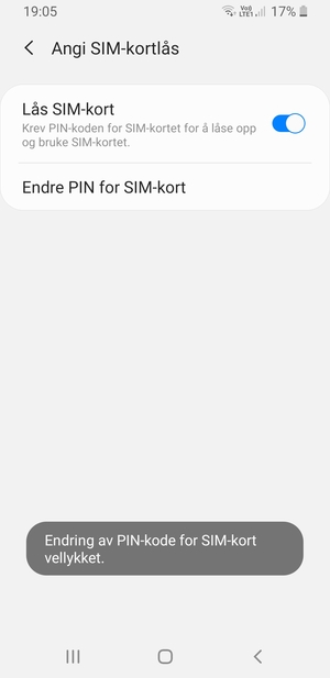 Din PIN-kode for SIM-kort er endret