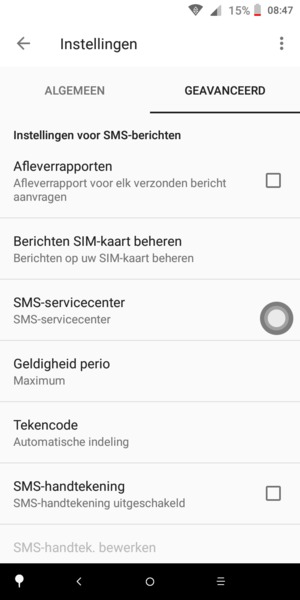 Selecteer SMS-servicecenter