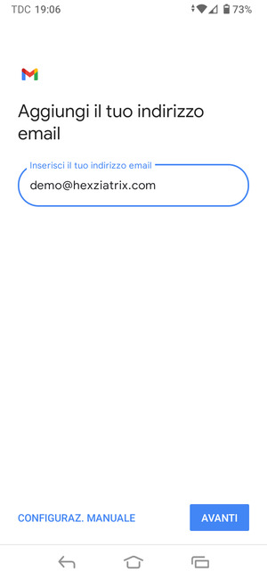 Inserisci il tuo indirizzo email e seleziona AVANTI