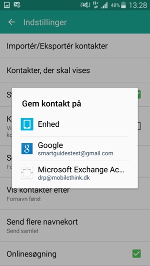 Vælg din Google konto