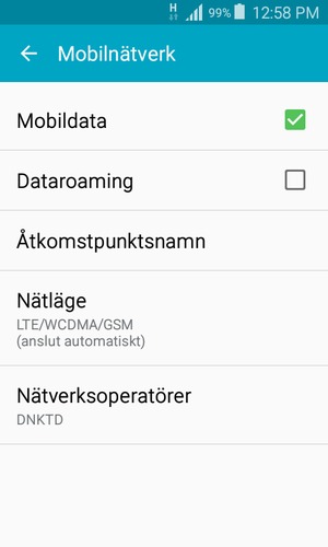 För att byta nätverk om nätverksproblem uppstår, välj Nätverksoperatörer