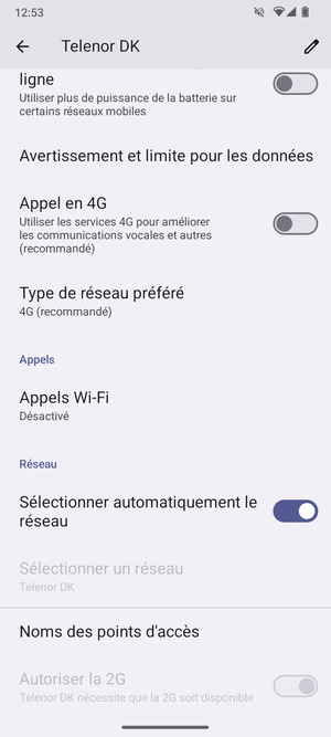 Faites défiler et sélectionnez Noms des points d'accès