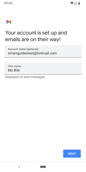 Give your account a name and enter your name. Select NEXT