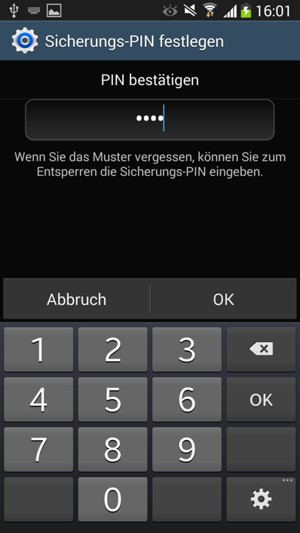 Bestätigen Sie Ihre Sicherungs-PIN und wählen Sie OK
