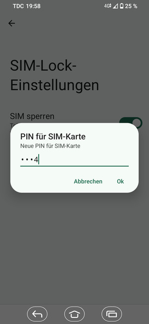 Geben Sie Ihre Neue PIN für SIM-Karte ein und wählen Sie Ok
