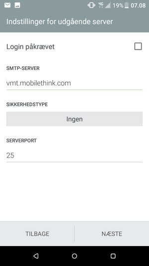 Fjern markeringen i tjekboksen Login påkrævet og vælg NÆSTE