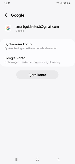 Vælg Synkroniser konto