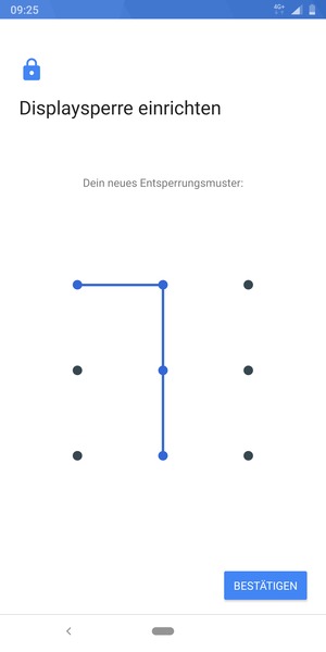 Zeichnen Sie das Entsperrmuster erneut und wählen Sie BESTÄTIGEN