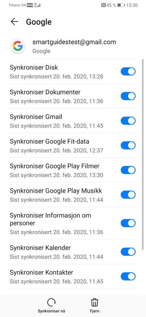 Forsikre deg om at Synkroniser Kontakter er valgt