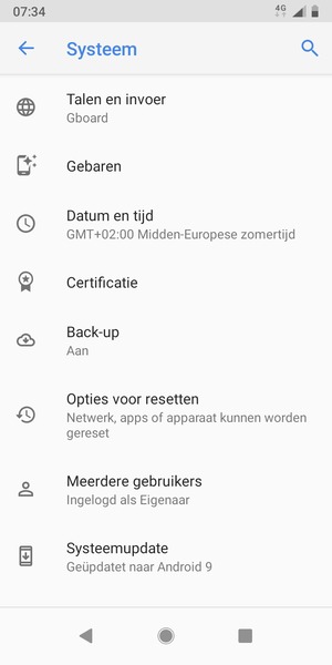 Selecteer Systeemupdate