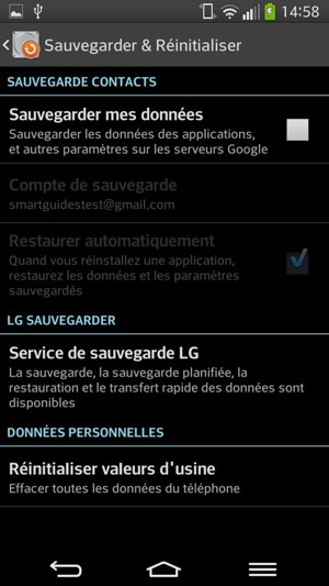 Cochez la case Sauvegarder mes données