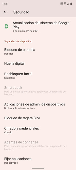 Para cambiar el PIN de la tarjeta SIM, desplácese y seleccione Bloqueo de tarjeta SIM