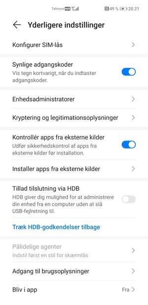 Vælg Konfigurer SIM-lås