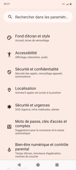 Faites défiler et sélectionnez Localisation
