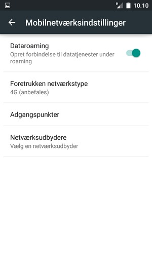 Slå Dataroaming til eller fra