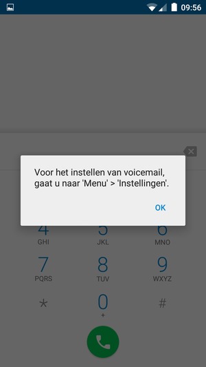 Als uw voicemail niet geïnstalleerd is, selecteert u OK