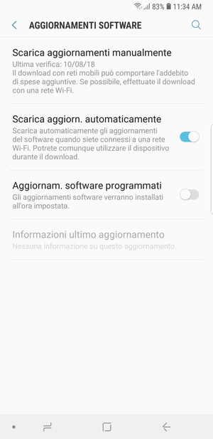 Seleziona Scarica aggiornamenti manualmente