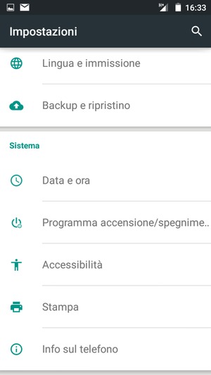 Scorri e seleziona Info sul telefono