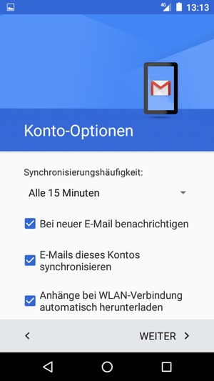 Wählen Sie WEITER