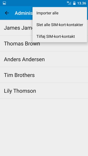 Vælg Importer alle