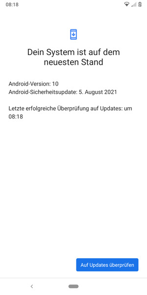 Falls Ihr Handy aktualisiert ist, wird Ihnen der folgende Bildschirm angezeigt