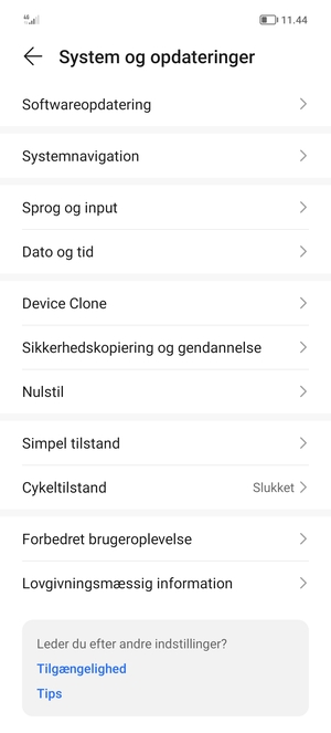 Vælg Sikkerhedskopiering og gendannelse
