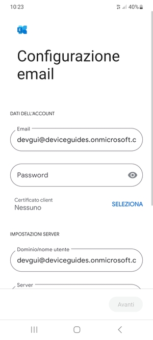 Inserisci la tua password