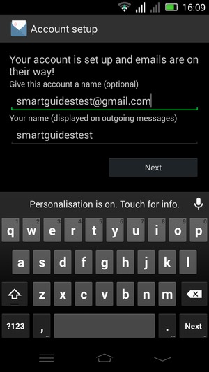 Give your account a name and enter your name. Select Next