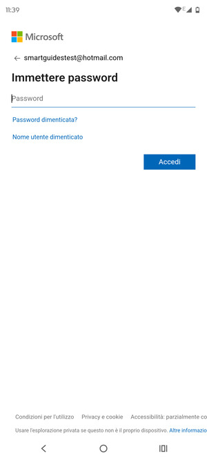 Inserisci la tua password e seleziona Accedi