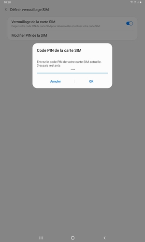Saisissez votre code PIN de votre carte SIM actuelle et sélectionnez OK