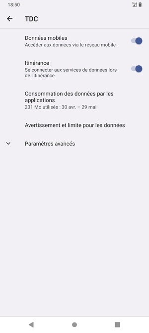 Activer ou désactiver Itinérance