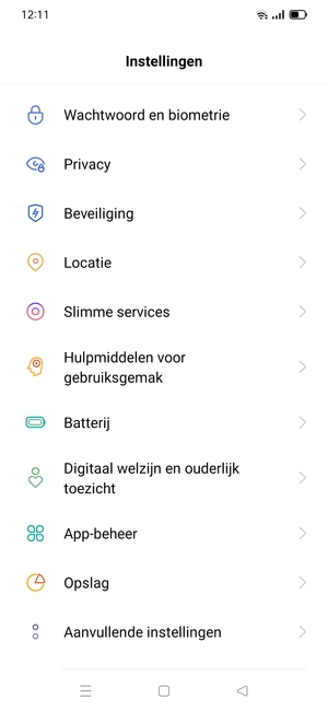 Scroll naar en selecteer Beveiliging