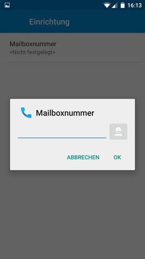 Geben Sie die Mailboxnummer ein und wählen Sie OK