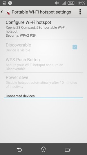 Select Configure Wi-Fi hotspot