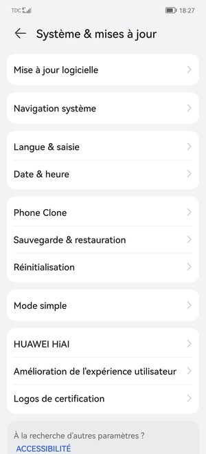 Sélectionnez Mise à jour logicielle