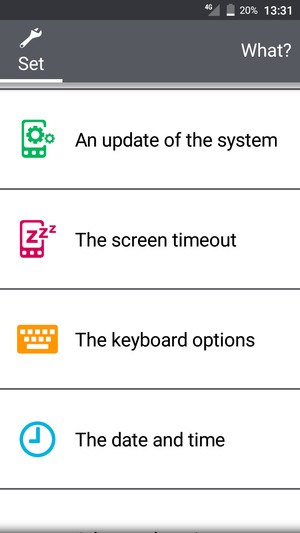 Scroll to and select An update of the system