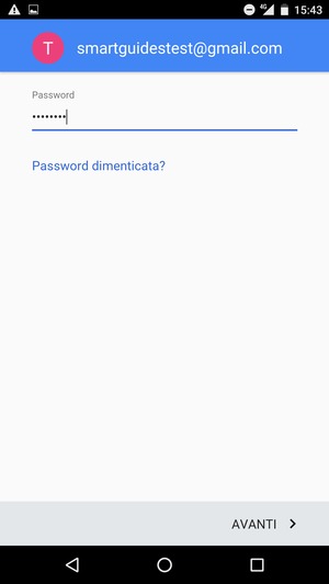 Inserisci la tua password e seleziona AVANTI